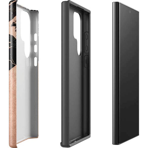 Black and Rose Gold Marble Split Galaxy S25 Ultra Impact Case